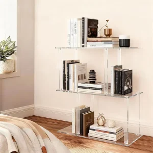 Modern Minimalist Acrylic Transparent Geometric Bookshelf for Living Room Office Home