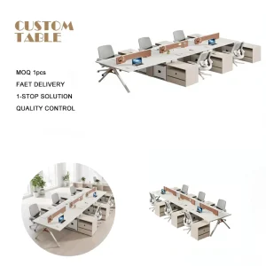 Modern Minimalist Administrative Office Work Stations Desk with Monitor Stand Staff Workstation Durable Office Computer Table