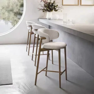 Modern Minimalist Ash Wood Full Solid Wood Designer Bar Stool Counter Chair for Bar Island and Restaurant