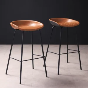Modern Minimalist Bar Stool High Leather Bar Chair Metal Frame Chair