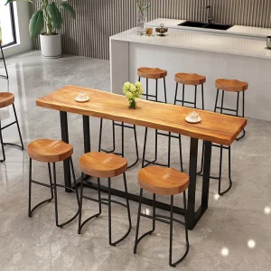 Modern Minimalist Bar Stools Solid Wood Nordic Home Bar Stools Front Desk Coffee Casual Restaurant Wrought Iron Tall Chairs
