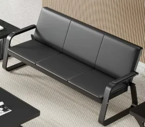 Modern Minimalist Business Office Sofa Wrought Iron Three Person Sofa Coffee Table Combination