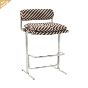 Modern Minimalist Cantilever Bar Stool Bauhaus Style Stainless Steel Frame Counter Chair for Kitchen Home Hotel Bar