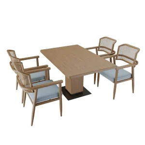 Modern Minimalist Chinese Style Solid Wood Customizable Non-Foldable Dining Table Chair Set for Restaurant Hotel & Catering Use