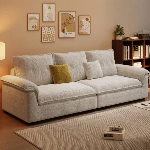 Modern Minimalist Cloud Sofa Oversized Fluffy Flannel Fabric 3 Seater Sectional Sofa Set Apartment Hotel Project