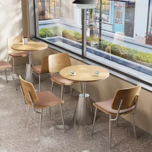 Modern Minimalist Coffee Shop Tables and Chairs Custom made 60cm Layered Board Rectangular and Round Tables