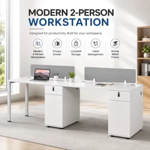 Modern Minimalist Commercial Office Desk and Chair Combination with Cable Box Screen Paint Free Finish Panel Material