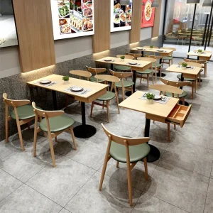 Modern Minimalist Commercial Solid Wood Table Chair Combination Restaurant Furniture Cotton Liner for Milk Tea Shops Restaurants