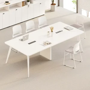 Modern Minimalist Convertible Solid Wood Small White Conference Table Office Desk for Commercial Use Home Office School