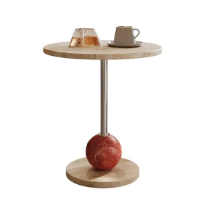 Modern Minimalist Creative Adjustable Height Side Table for Living Room Small Round Coffee Table with Metal Design for Sofa Use