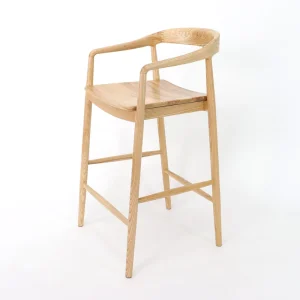Modern Minimalist Design High Seat Backrest Comfortable Bar Stool High Chair Solid Wood Bar Chair for Home or Bar Restaurant