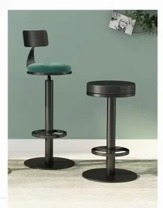 Modern Minimalist Design Metal Frame Small Commercial Bar Stools Height Adjustable Swivel Chairs for Milk Tea Shop