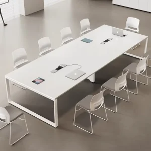 Modern Minimalist Design Solid Wood Rectangle Commercial Detachable Negotiation White Conference Table Office Desk
