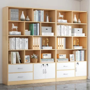 Modern Minimalist Design Wooden 5 Tier Bookshelf for Office Bookcase