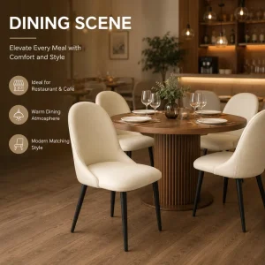 Modern Minimalist Dining Chair with Rounded Comfort Back & Soft Seat Cushion Elegant Design for Home Hotel Restaurant Use