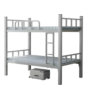 Modern Minimalist Double Tier Steel Square Tube Bunk Bed Single Person Iron Frame Loft Bed for Student Staff Dormitories