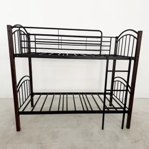 Modern Minimalist Durable Convertible Bunk Bed Double Size Steel Frame Bedroom Furniture Dormitory Apartment Black Disassembly