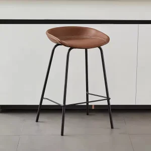 Modern Minimalist Durable Metal Bar Stools Home & Hotel Use High Stools Designer Style Light Luxury PU Leather