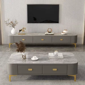 Modern Minimalist Eco Friendly Glass Top Coffee Table with Storage for Small Apartments Living Rooms Light Luxury Glossy Finish