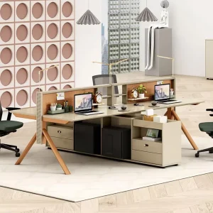 Modern Minimalist Employee Workstation with Creative Hole Board Magnetic Screen Divider Office Desk and Chair Set