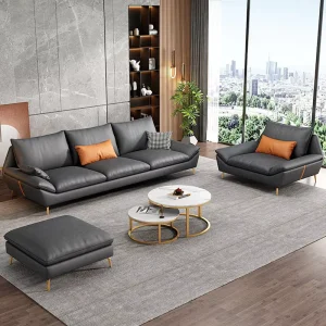 Modern Minimalist Fabric Sofa Set with Sponge Filling Multiple Colors for Villa Apartment Living Room