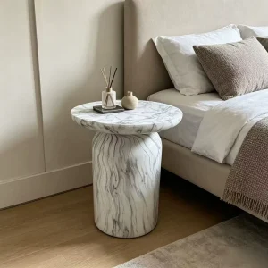 Modern Minimalist Faux Marble Coffee Table Realistic Stone Texture Durable Easy Clean Living Room Furniture Villa Hotel Entry