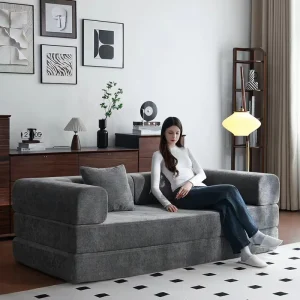 Modern Minimalist Flip Vacuum Compression Sofa Bed Convertible Compressed Sleeper Sectional for Living Room Sofa Chouch Fabric