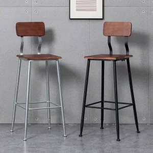 Modern Minimalist High Bar Stool with Backrest Sturdy Iron Frame Affordable Design for Home and Restaurant