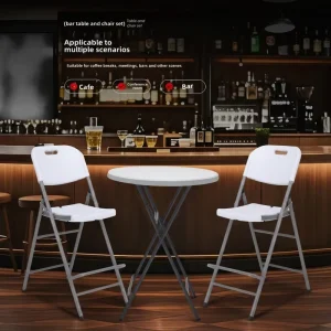 Modern Minimalist Home Bar Table with Sturdy Metal Frame and HDPE Top for Kitchen Counter Dining or Small Cafe Use