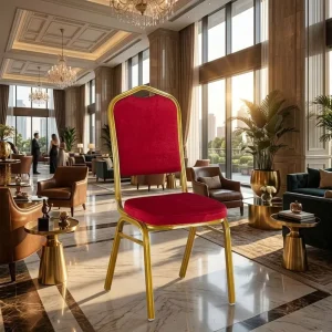 Modern Minimalist Hotel Chairs Wedding and Banquet Dining Chairs Scandinavian Style Metal Upholstered Backrest Dining Chairs