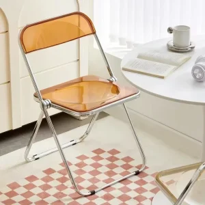 Modern Minimalist Industrial Style Acrylic Dining Chairs Transparent Folding Stainless Steel Dining Chairs for Home and Cafés