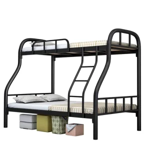 Modern Minimalist Iron Bunk Bed Upper lower Bunks Double decker Parent child Bed Thickened Frame Anti skid Ladder Long Guardrail