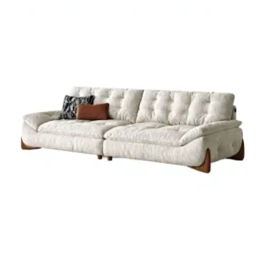 Modern Minimalist Italian Cloud Linen Upholstered Sectional Sofa Set Adjustable Deep Seat Removable Covers Solid Wood Apartment