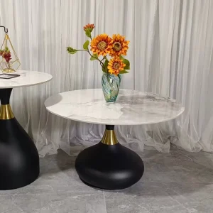 Modern Minimalist Italian Stone Slab Top Round Coffee Table Small Apartment Living Room Corner Side Table