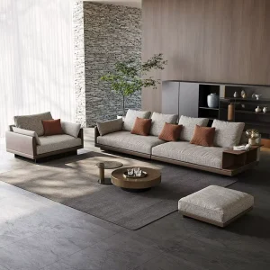 Modern Minimalist L Shaped Cotton Linen Sofa Set Sponge Removable Washable Cover Italian Style Mid Design Living Room
