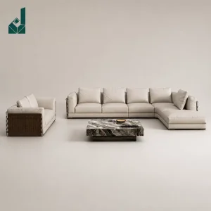 Modern Minimalist L-Shaped Executive Office Sofa Set Luxury Genuine Leather Modular Sectional Couch for CEO Reception Room