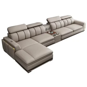 Modern Minimalist L Shaped Wood Smart Sofa with Sofa Bed for Apartment and School Use Complete Furniture Set