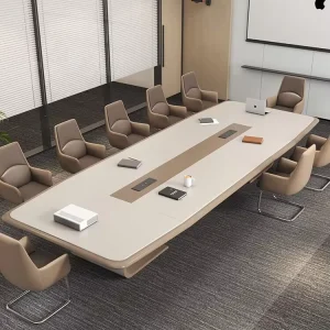 Modern Minimalist Lacquered Conference Table Rectangular Modular Meeting Table Office Furniture Integrated Power Glossy Finish