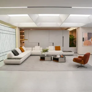 Modern Minimalist Large Living Room Couch Italian Super Moon Sofa Villa Cream Teddy Velvet Modern Fabric High End Sofa