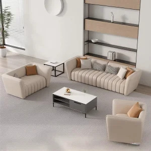 Modern Minimalist Leather Reclining Office Sofa Set for Home Office Apartment Hotel Use
