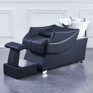 Modern Minimalist Leather Shampoo Chair Reclining Semi-Reclining Features Water-Flushing Bed for Barbershops Salons