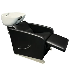 Modern Minimalist Leather Shampoo Chair for Barbershops and Salons Space Saving Semi Reclining Design