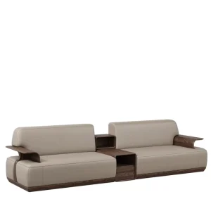 Modern Minimalist Leather Sofa for Living Room Home Apartment Hotel Office Solid Wood