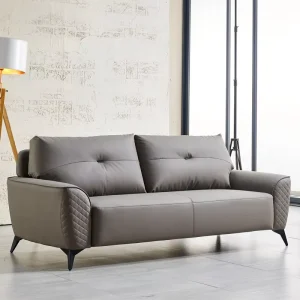 Modern Minimalist Leather Three Seat Office Sofa Durable Eco Friendly Commercial Sofa for Home Office Hotel & School in Gray