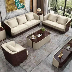 Modern Minimalist Light Luxury Sectional Sofa Set with High Density Sponge for Apartment and Mall Living Rooms
