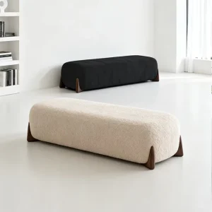 Modern Minimalist Light Luxury Upholstered Stool End of Bed Shoe Changing Bench for Bedroom Living Room Household Furniture