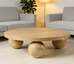 Modern Minimalist Living Room Round Coffee Table Wooden Low Table With Round Ball Legs Home Decor Furniture Coffee Tables