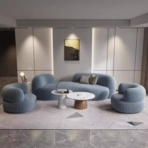 Modern Minimalist Living Room Set Sectional Sofa Curved Sofa Coffee Table Beauty Salon Clothing Mall