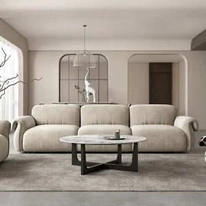 Modern Minimalist Living Room Sofa Set Furniture White Fabric Couches Sectional Sofa