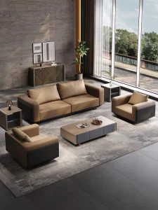 Modern Minimalist Luxury Leather Modular Office Sofa Set for Commercial Use School & Hospital Use
